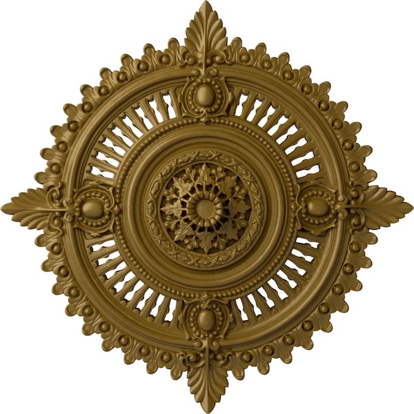 Ekena Millwork Haylynn Ceiling Medallion (Fits Canopies up to 1 1/4"), Hnd-Painted Gold, 29 1/8"OD x 1 1/4"ID x 4"P CM29HYGLS - main